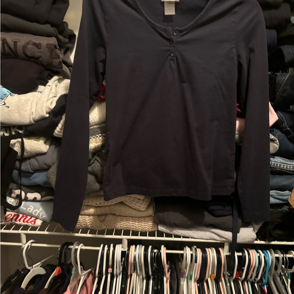 Women's Navy Long Sleeve Top